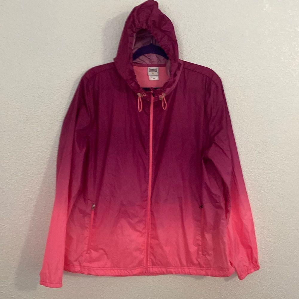 Everlast- Pink Ombre windbreaker jacket- with hood- Size XL